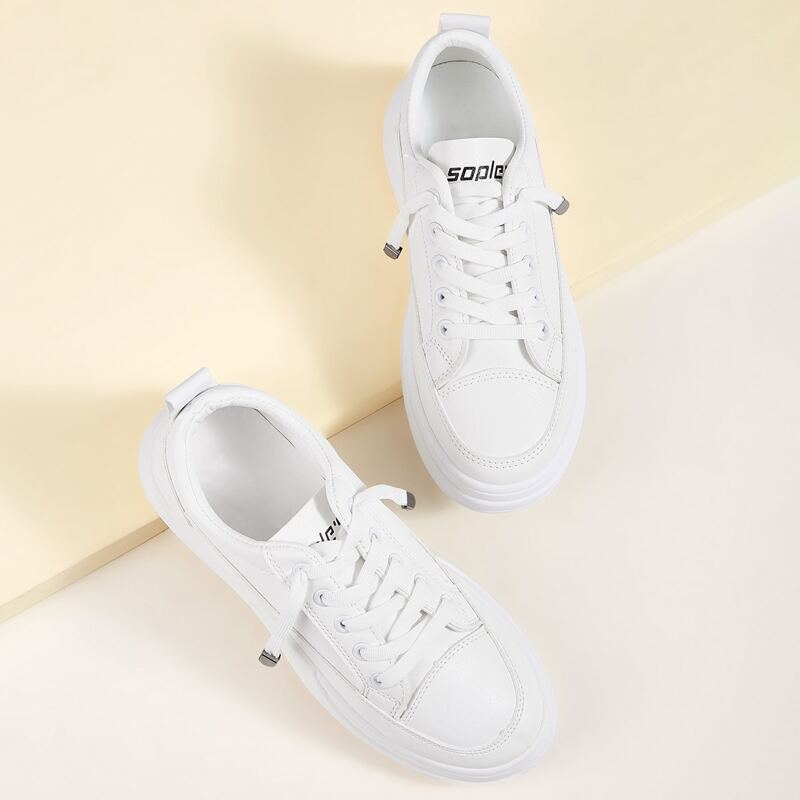 

Lace-up Front Letter Graphic Sneakers, White