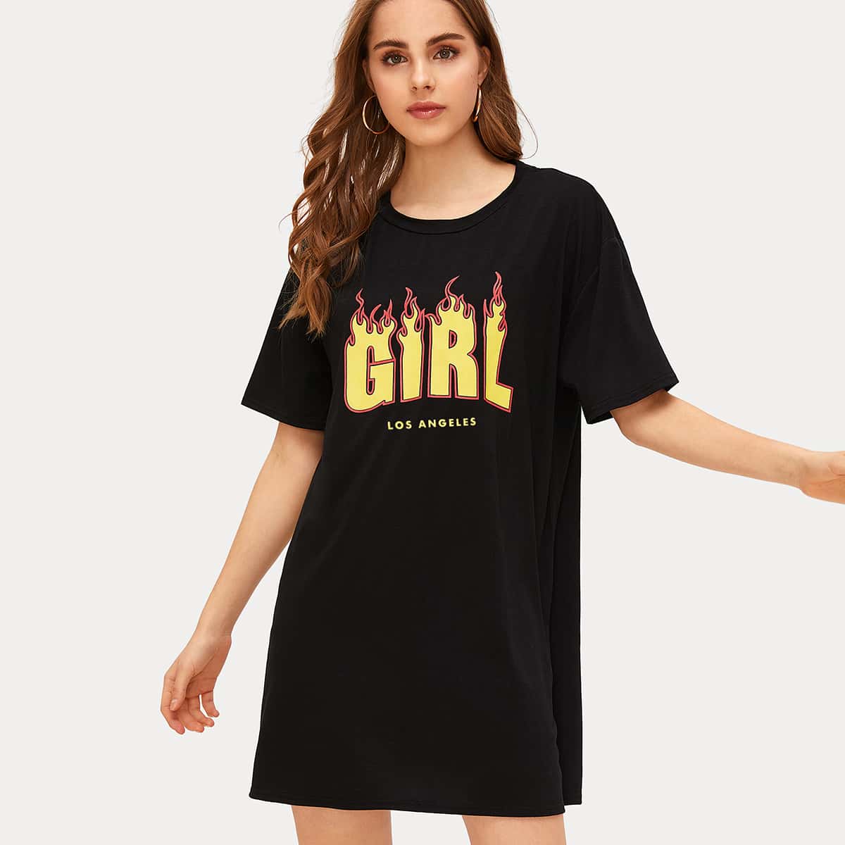 

Letter Graphic Black Tee Dress