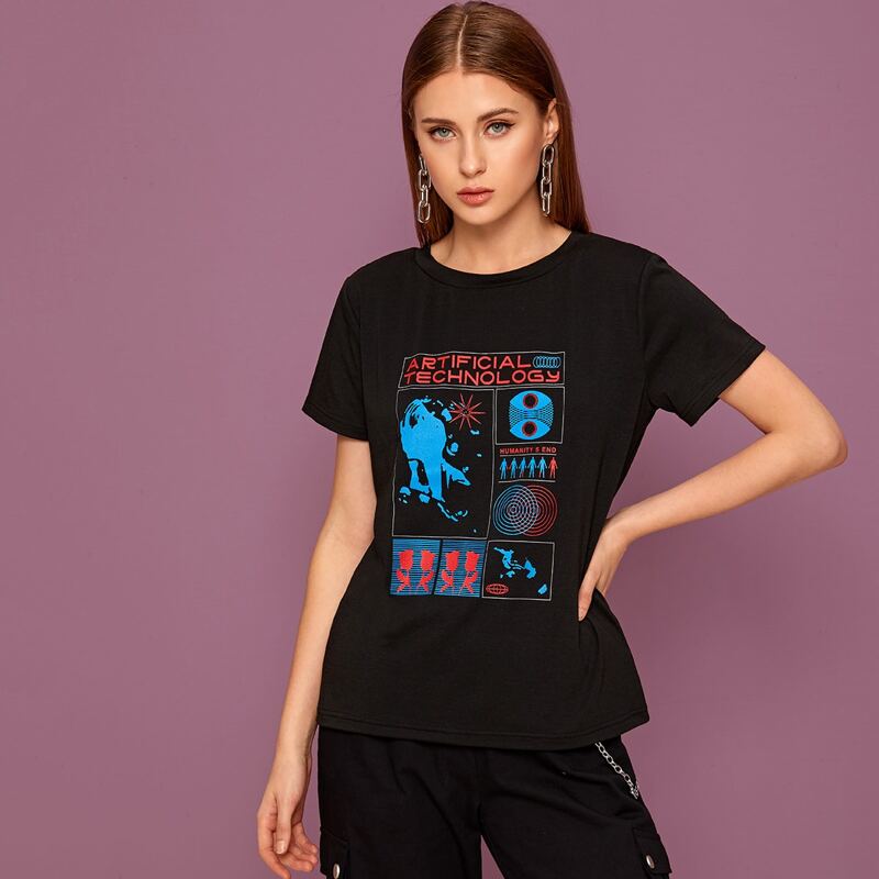 

Letter Graphic Black Tee