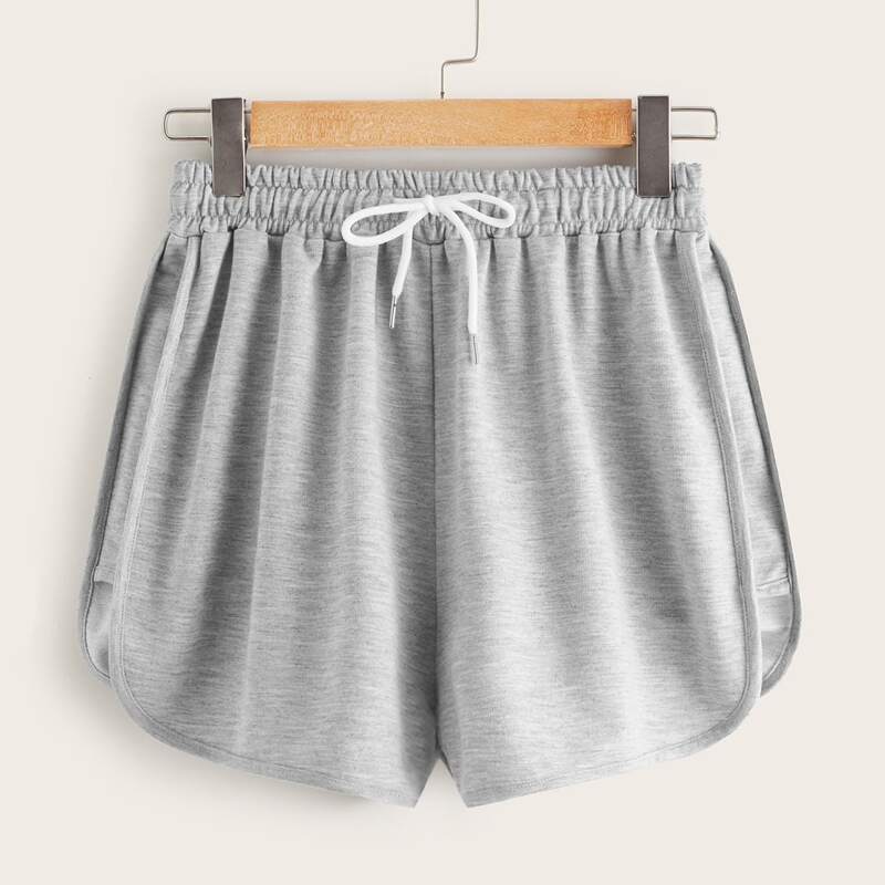 

Drawstring Waist Dolphin Shorts, Grey