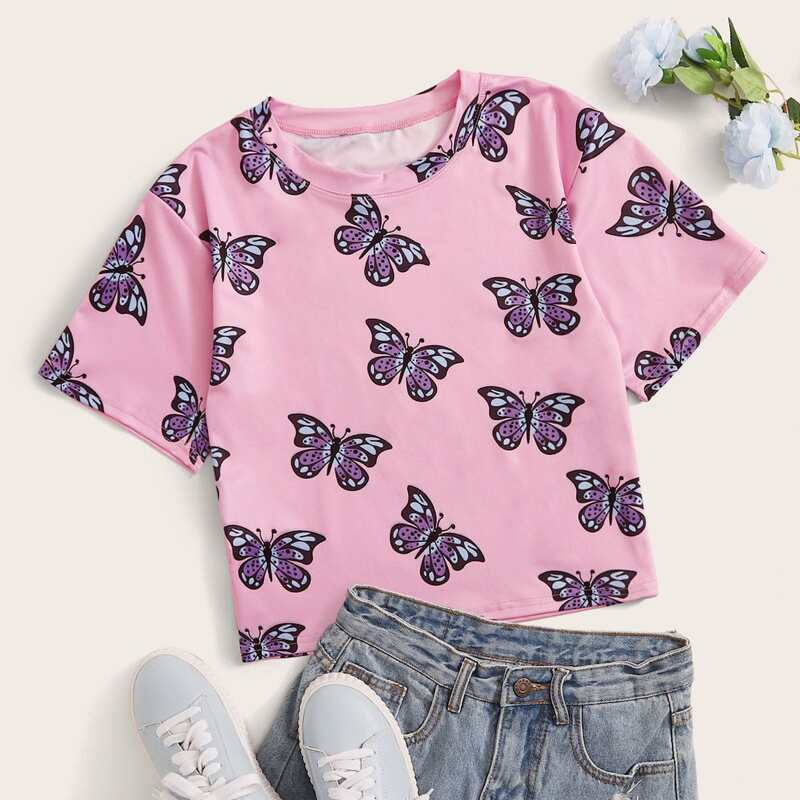 

Butterfly Print Pink Tee