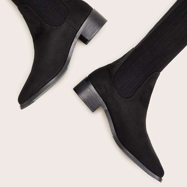 

Knit Chunky Boots, Black