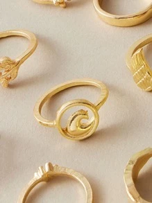 16 chiếc nhẫn hình học & lá trang trí - Vàng - Xem 4