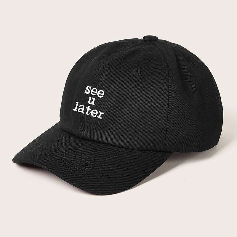 

Slogan Embroidery Baseball Cap, Black