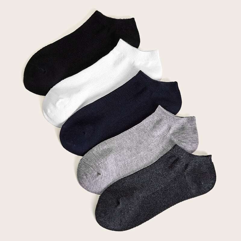 

5pairs Simple Solid Socks, Multicolor