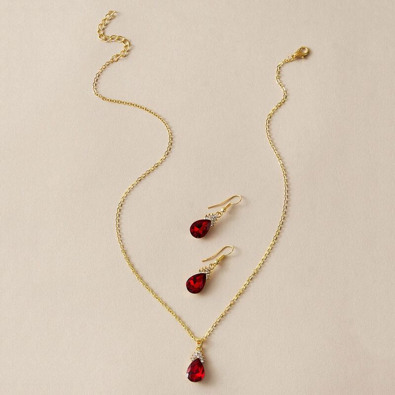 

3pcs Waterdrop Charm Necklace & Earrings