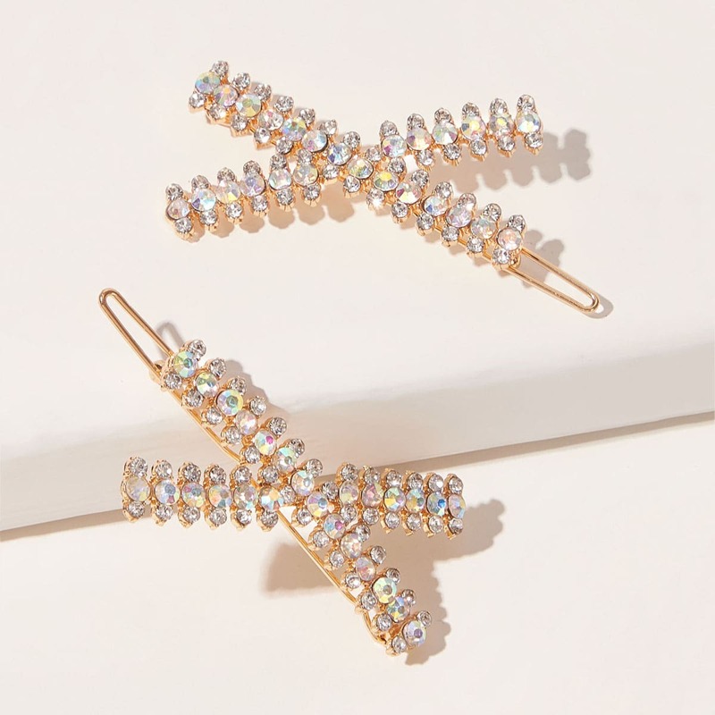 

2pcs Rhinestone Engraved Hair Clip, Multicolor
