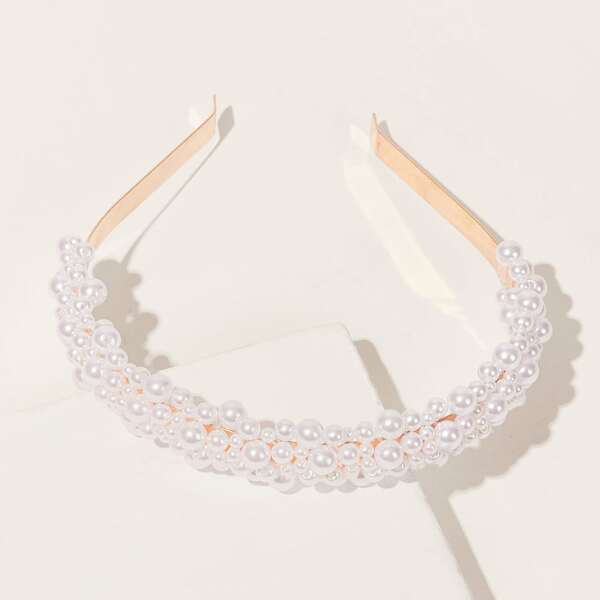 

Faux Pearl Hair Hoop, White