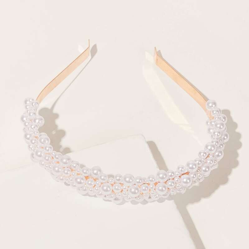 

Faux Pearl Hair Hoop, White