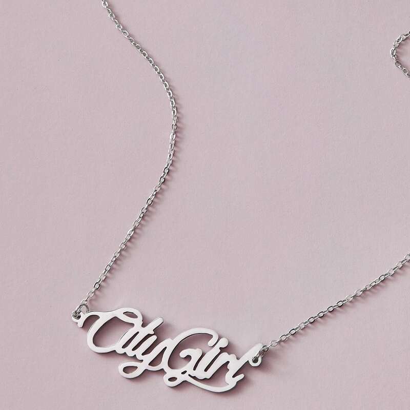 

1pc Letter Charm Necklace, Silver