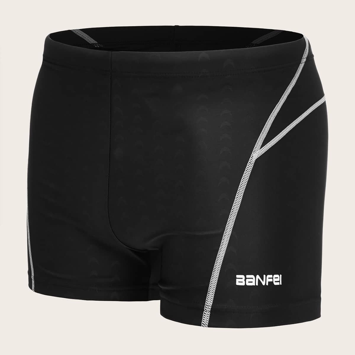 

Guys Letter Graphic Beach Shorts, Black
