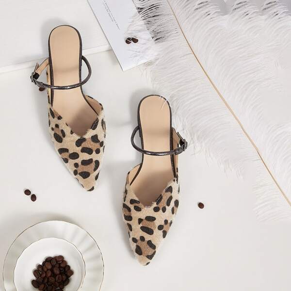 

Leopard Print Point Toe Slingback Flats, Multicolor