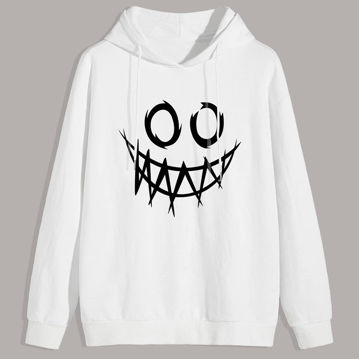 

Guys Cartoon Graphic Drawstring Hoodie, White
