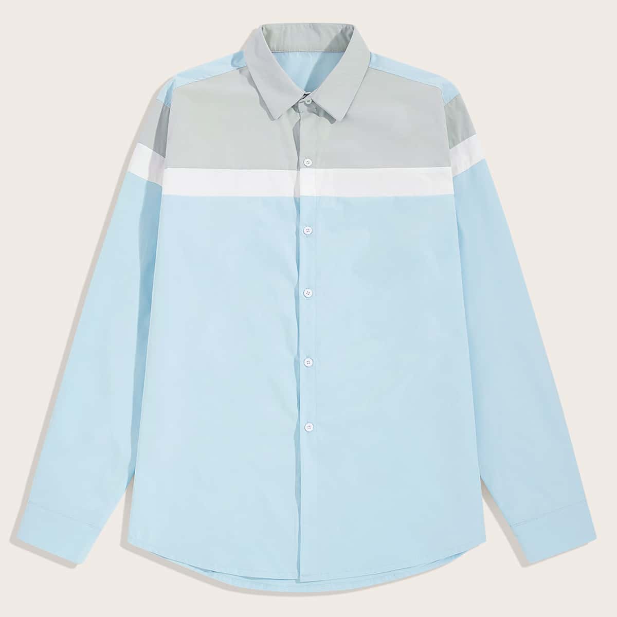 

Guys Cut And Sew Button Up Shirt, Blue