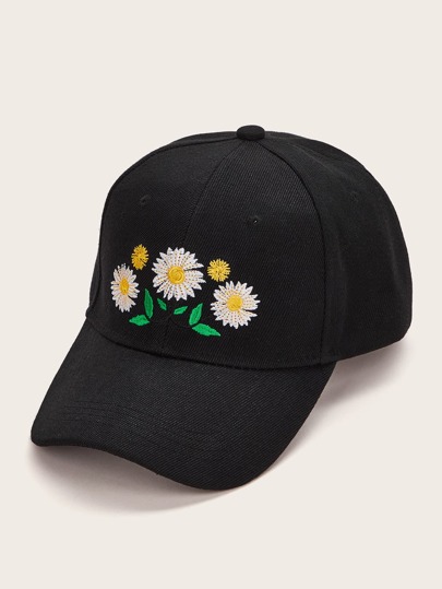 Flower & Leaf Embroidery Baseball Cap