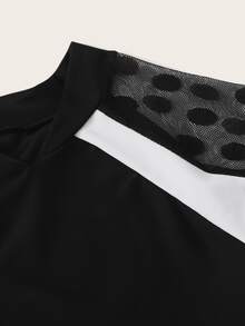 Girls Contrast Mesh Short Sleeve Top With Shorts Tankini - Black - View 5