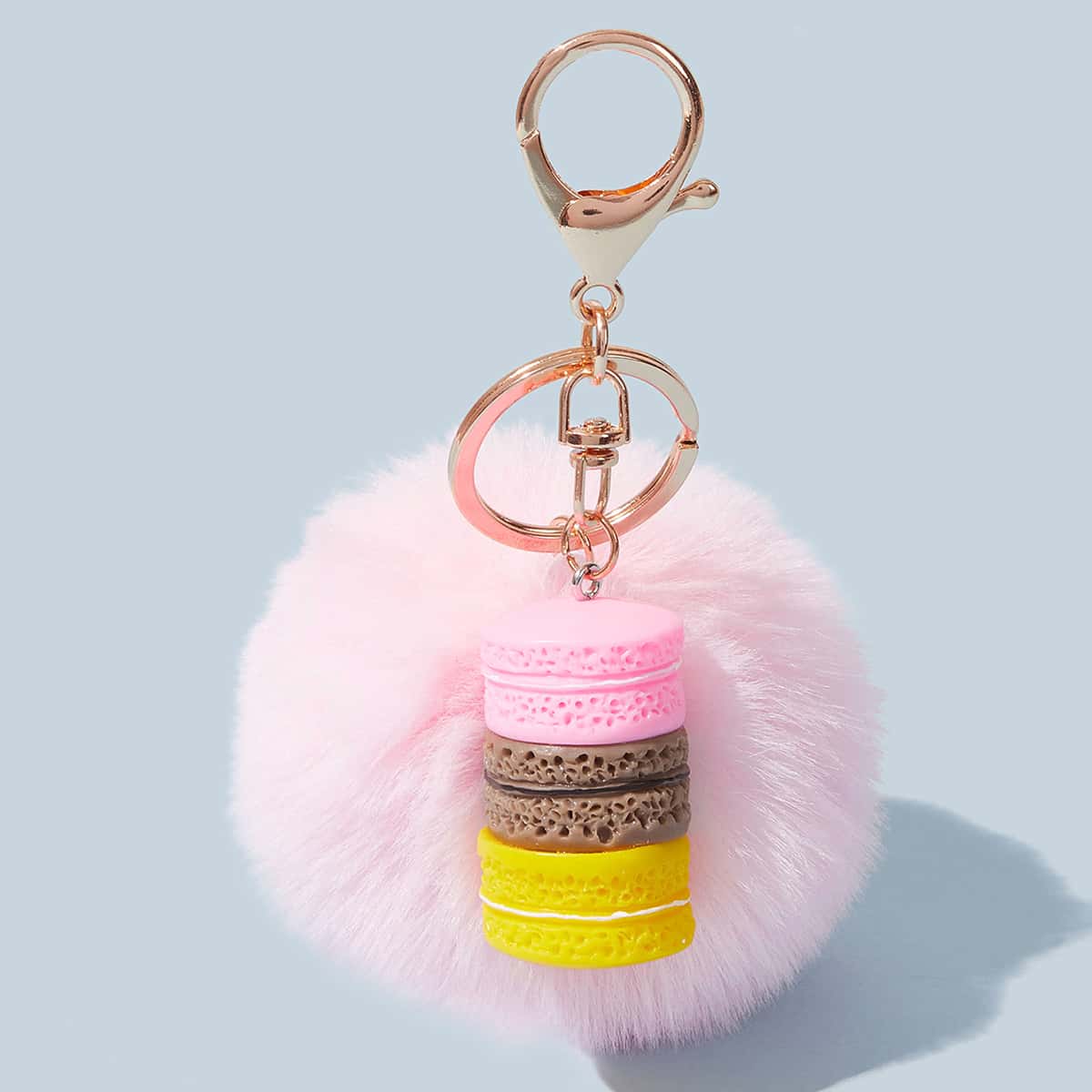 

Pom Pom & Macaron Charm Keychain, Pink