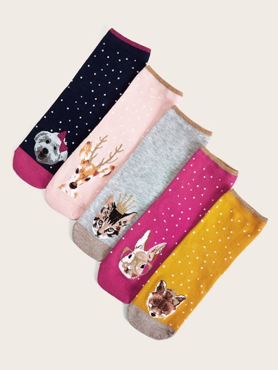 5pairs Cartoon Graphic Socks