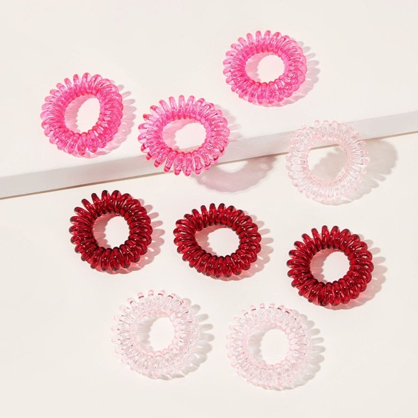

9pcs Simple Solid Elastic Hair Tie, Multicolor