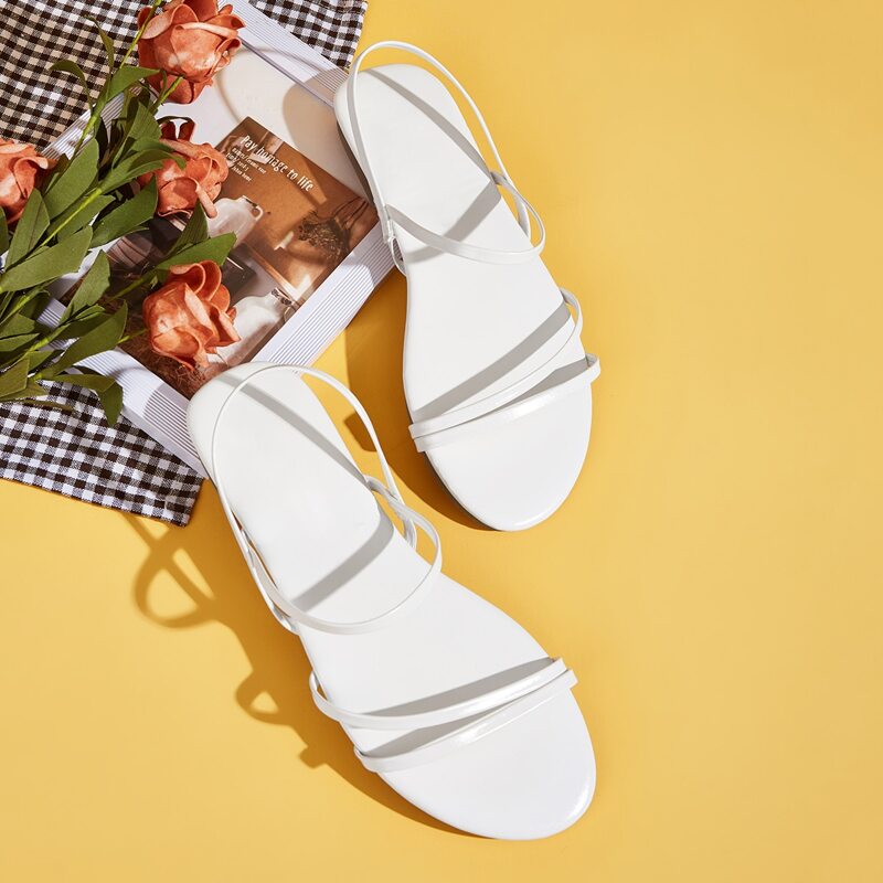 

Open Toe Flat Sandals, White