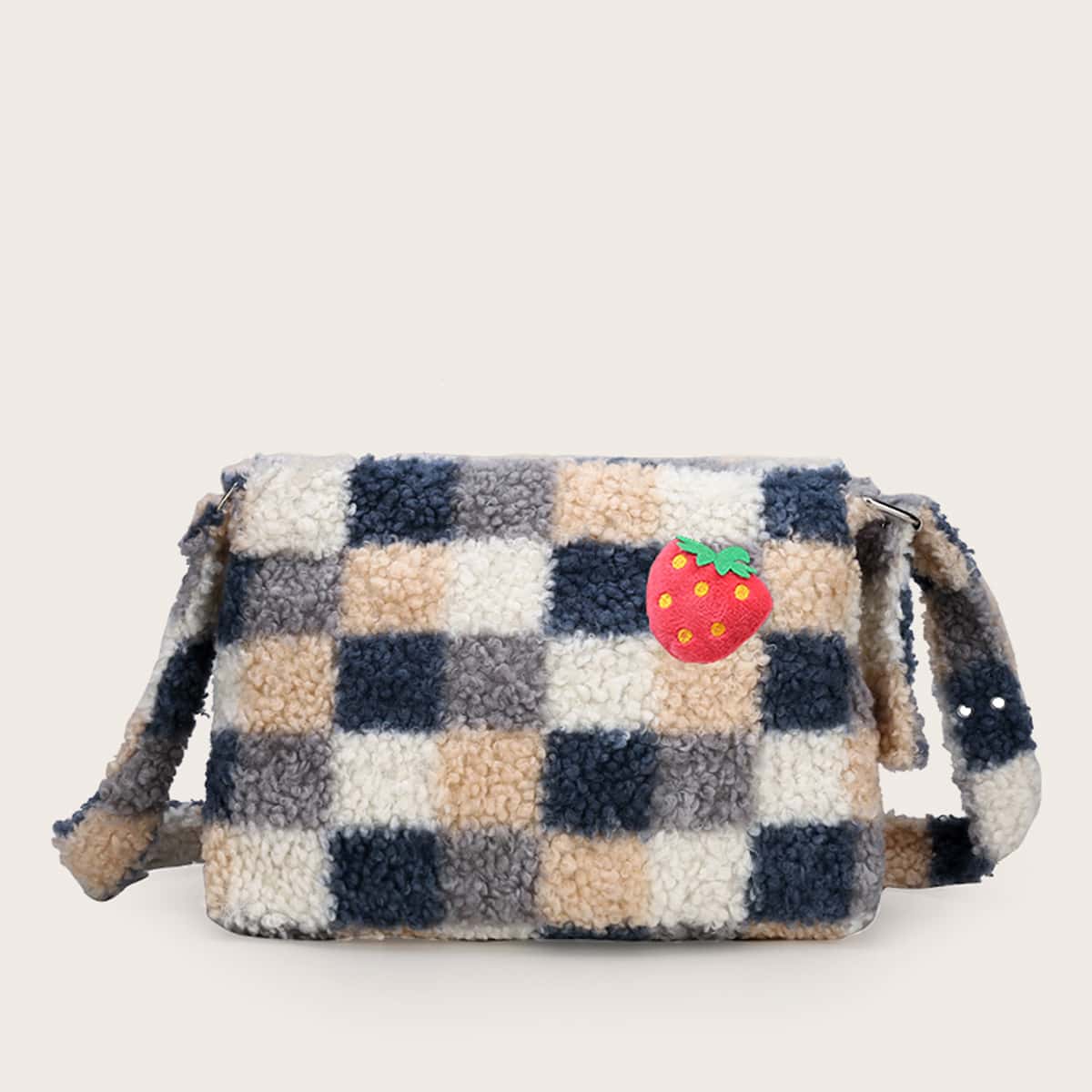 

Strawberry Decor Color Block Tote Bag, Multicolor