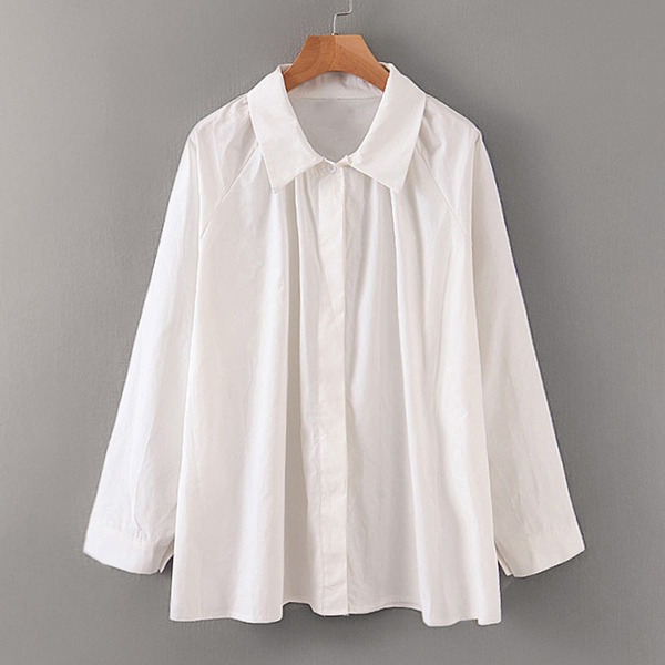 

Solid Button Through Raglan Sleeve Blouse, White