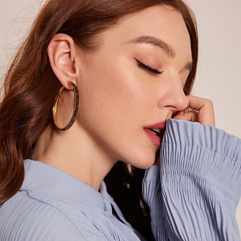 

1pair Leopard Pattern Hoop Earrings, Multicolor