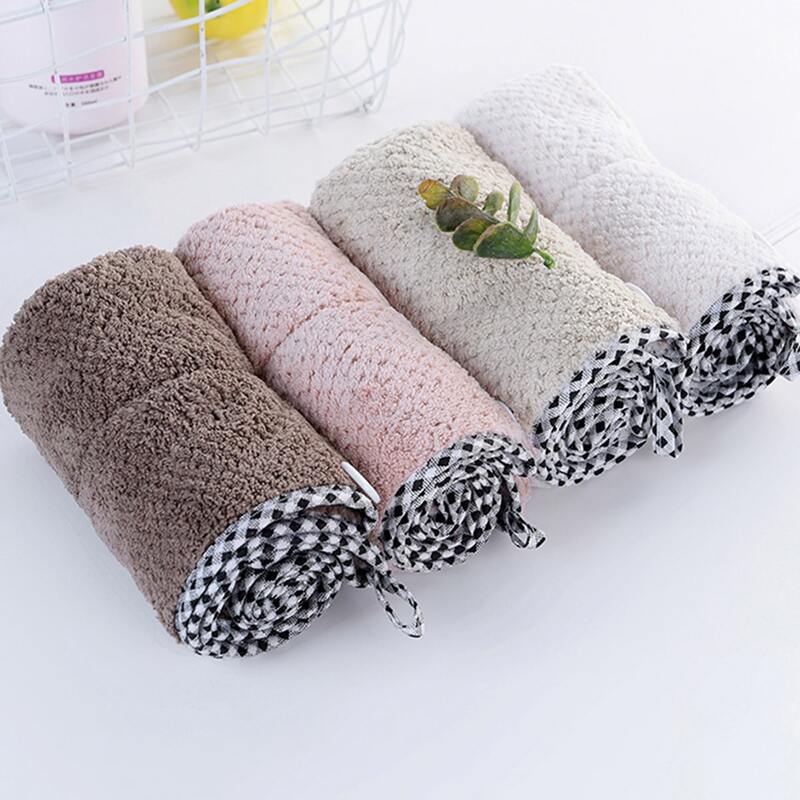 

1pc Check Trim Absorbent Hair Drying Towel, Multicolor
