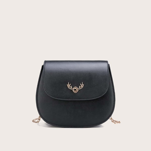 

Antlers Decor Flap Saddle Bag, Black