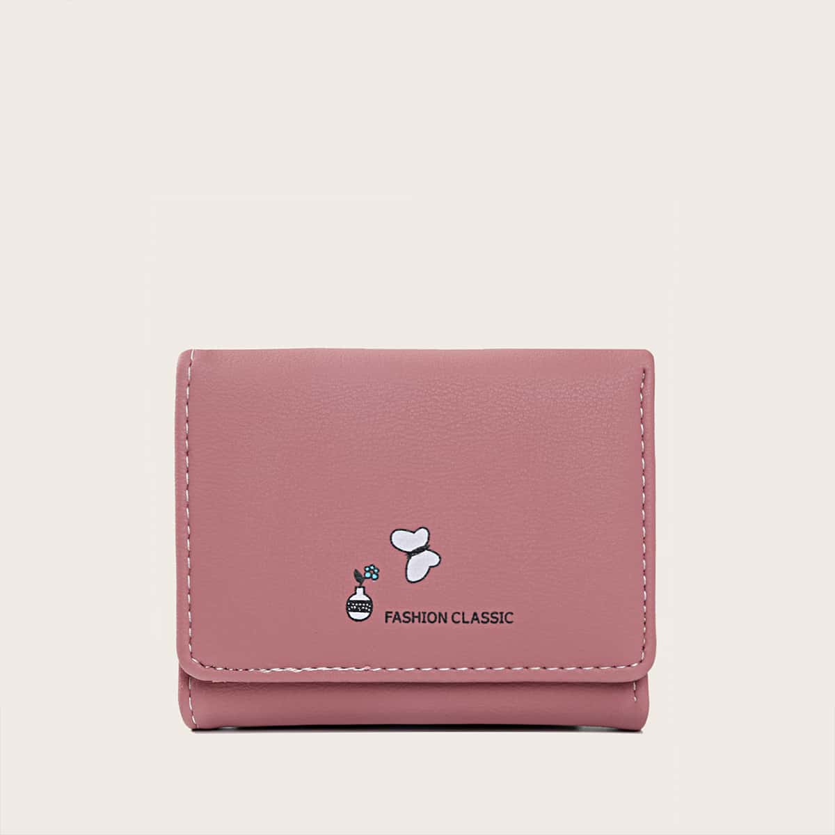 

Letter Detail Fold Over Purse, Pink