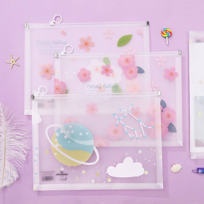 

1pc Random Flower & Planet Print File Bag
