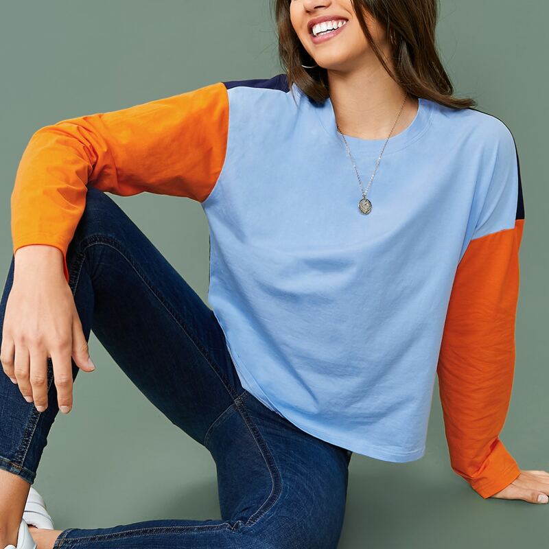 

Color Block Drop Shoulder Tee, Multicolor