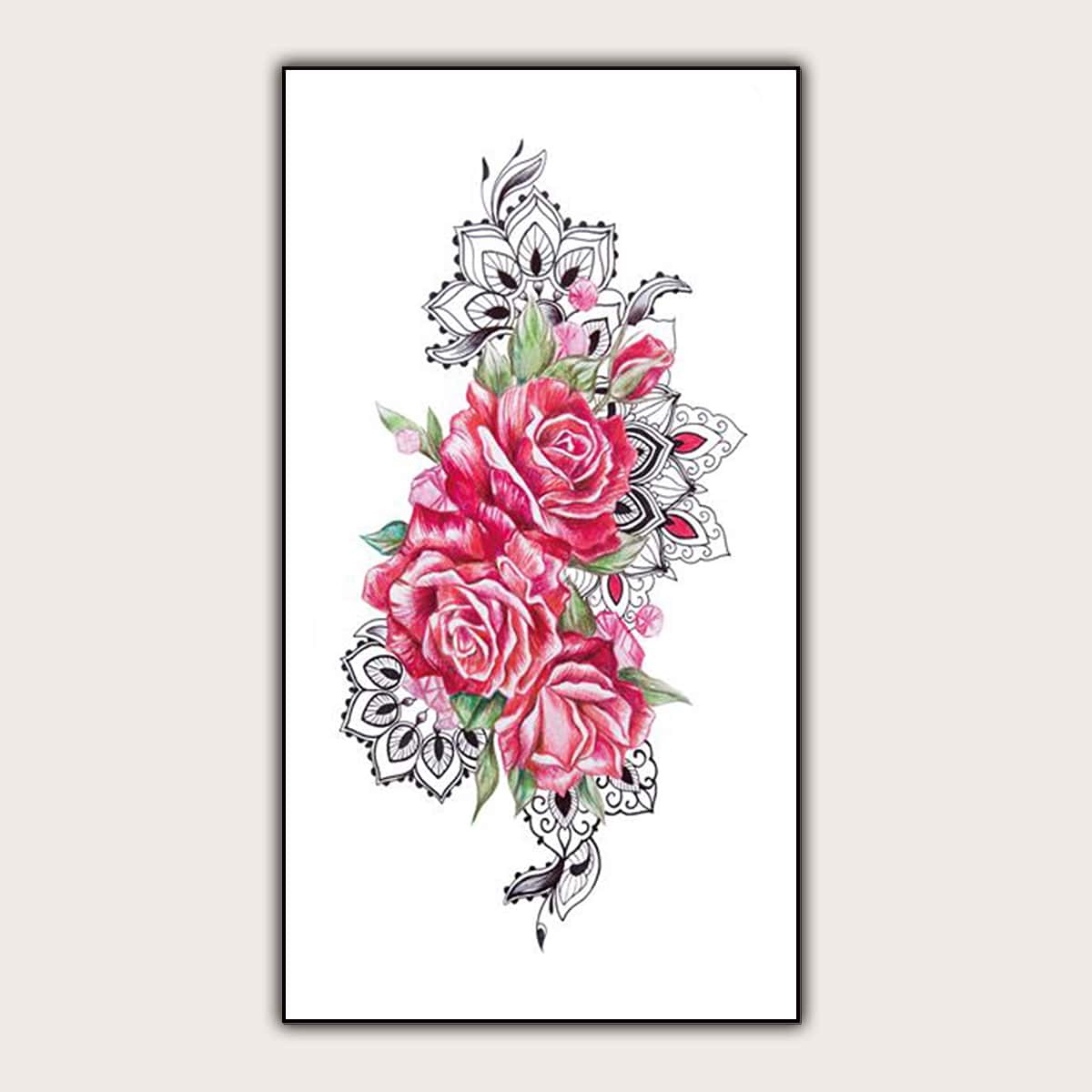 

Flower Pattern Temporary Tattoo, Multicolor