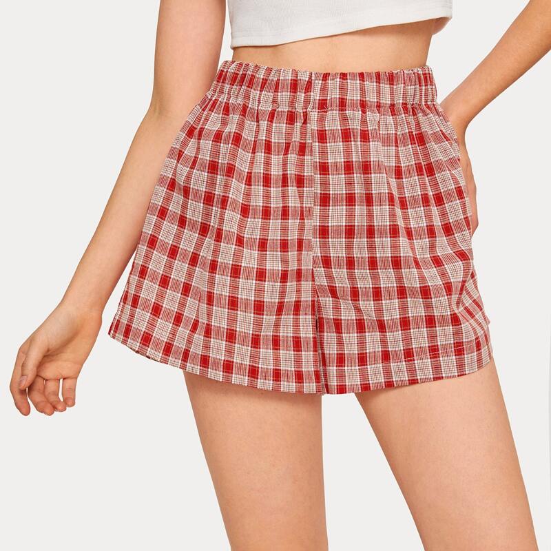 

Plaid Elastic Waist Shorts, Multicolor