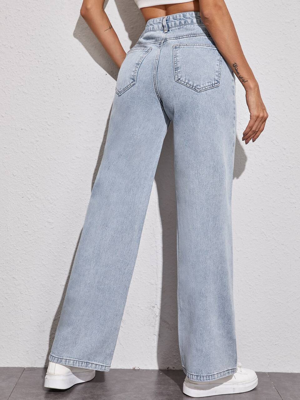 Acid Wash Wide Leg Jeans
