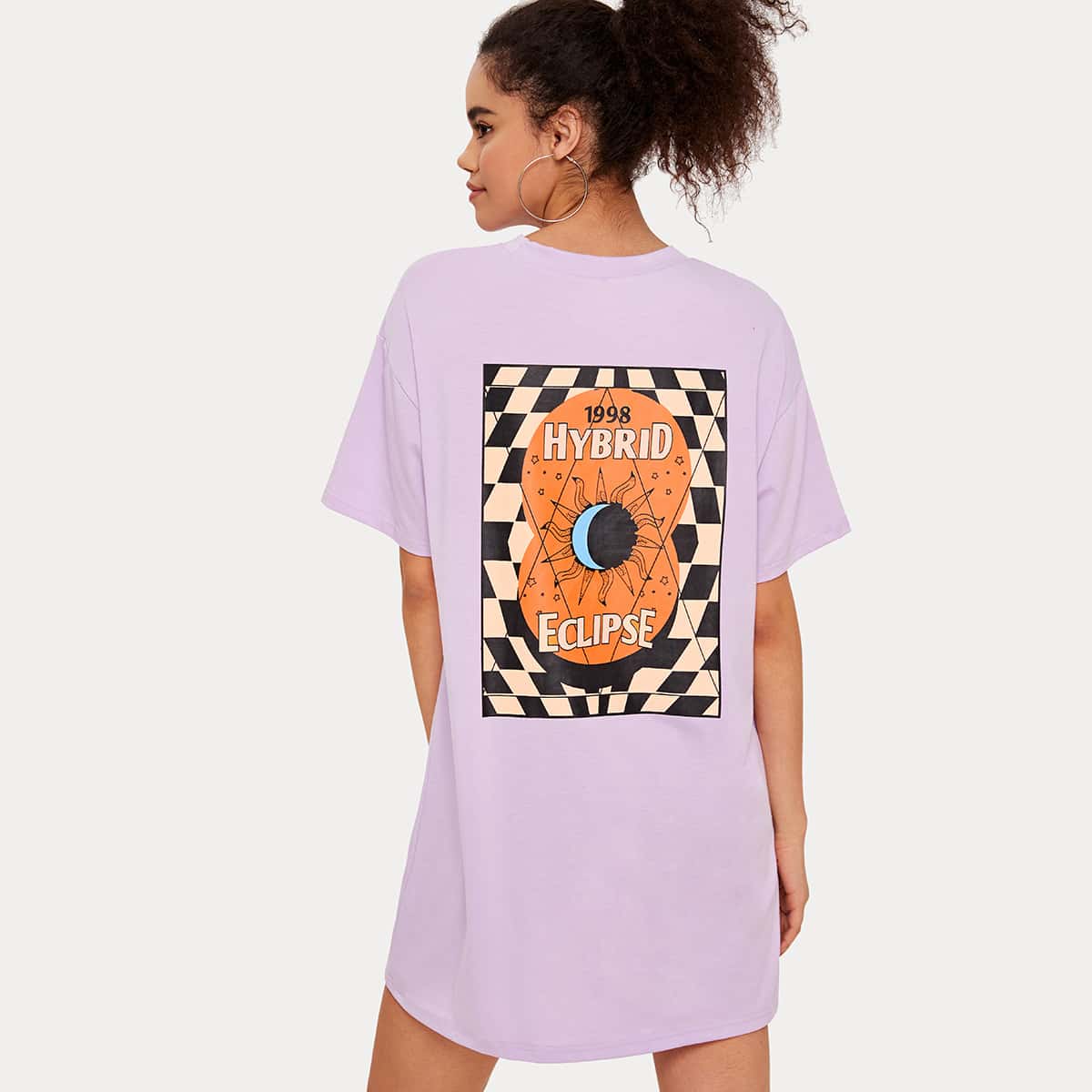 

Sun Graphic Boyfriend Tee Dress, Purple