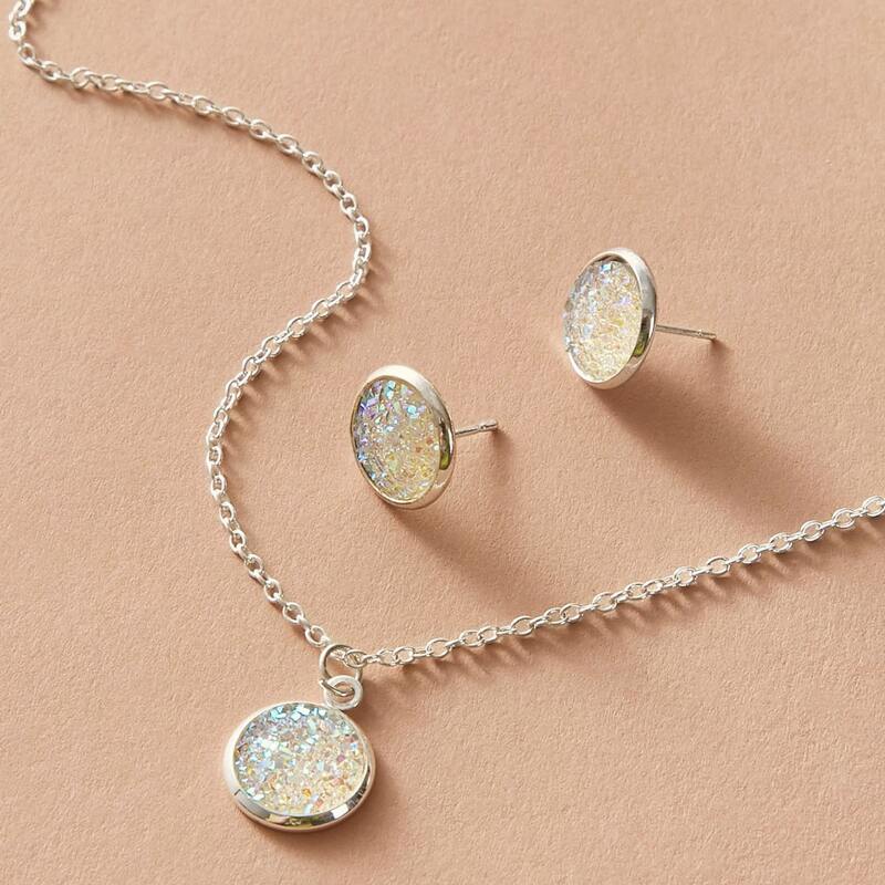 

1pc Round Pendant Necklace & 1pair Earrings