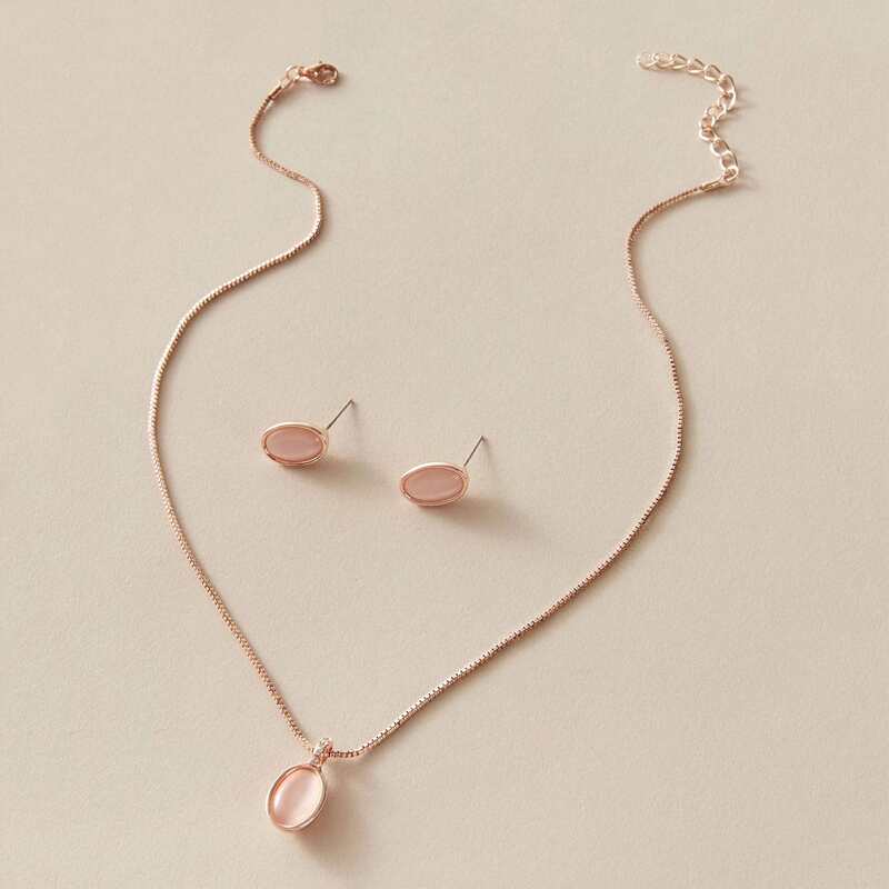 

3pcs Round Charm Necklace & Earrings