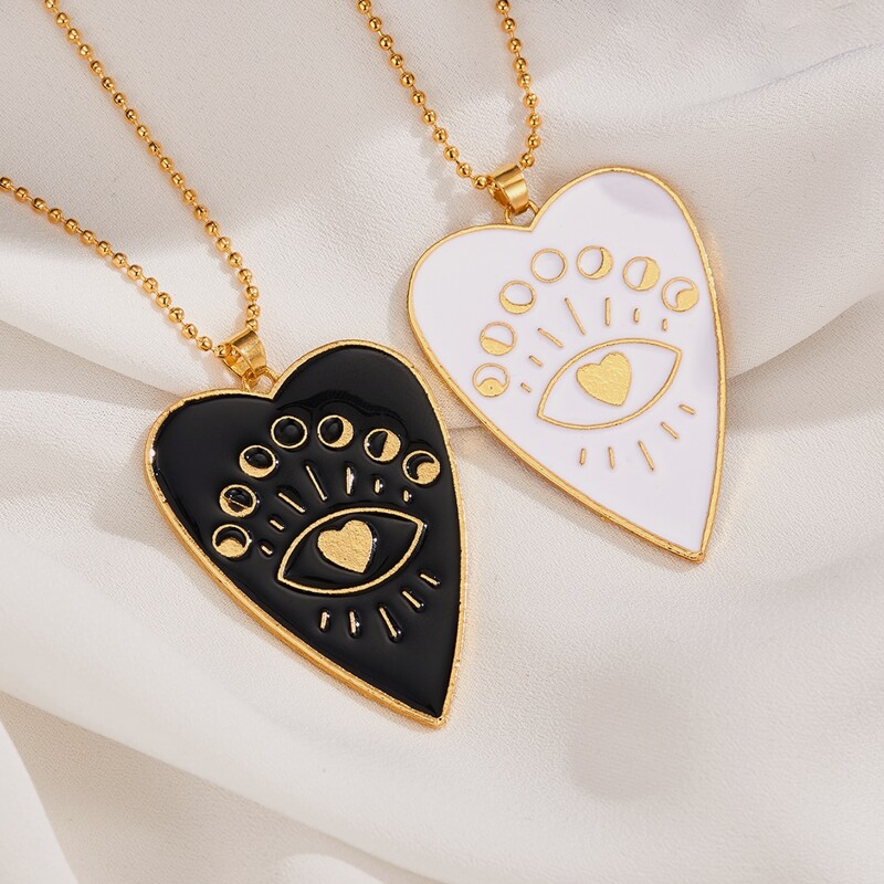 

2pcs Heart Charm Couple Necklace, Gold