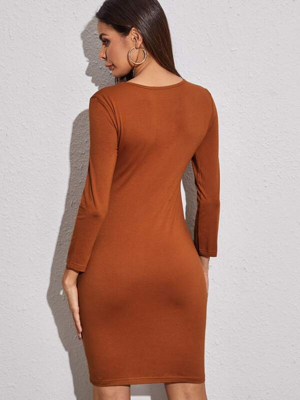 leather look bodycon dress