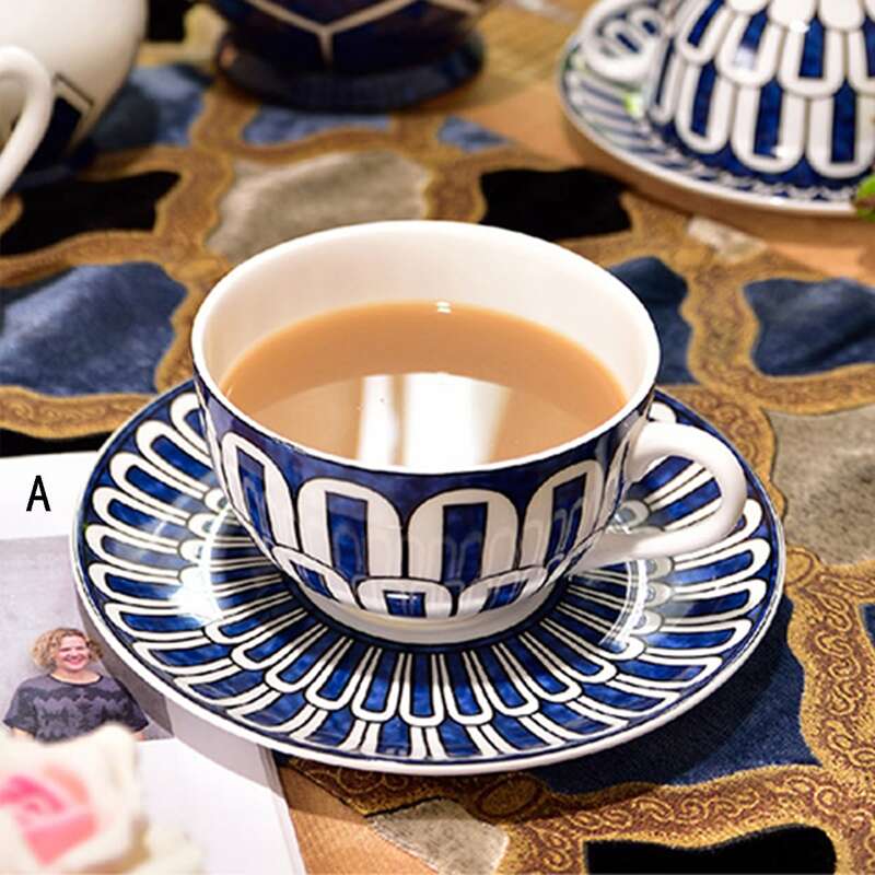 

1pc European Ceramic Coffee Cup && 1pc Saucer, Multicolor