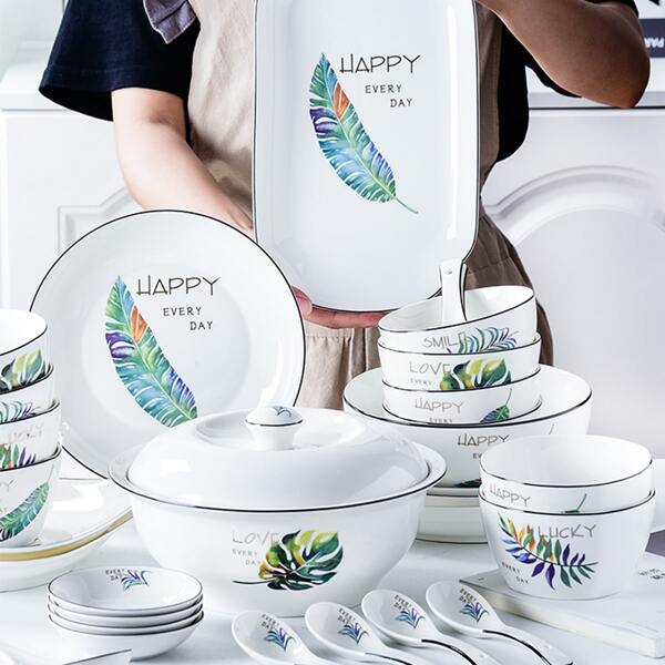 

Керамическая столовая посуда с принтом меха 1шт