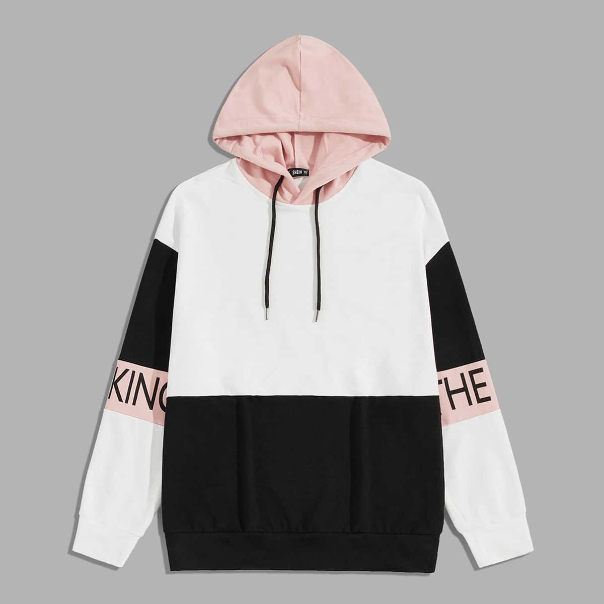 

Guys Letter Graphic Sweatshirt & Drawstring Sweatpants, Black and white