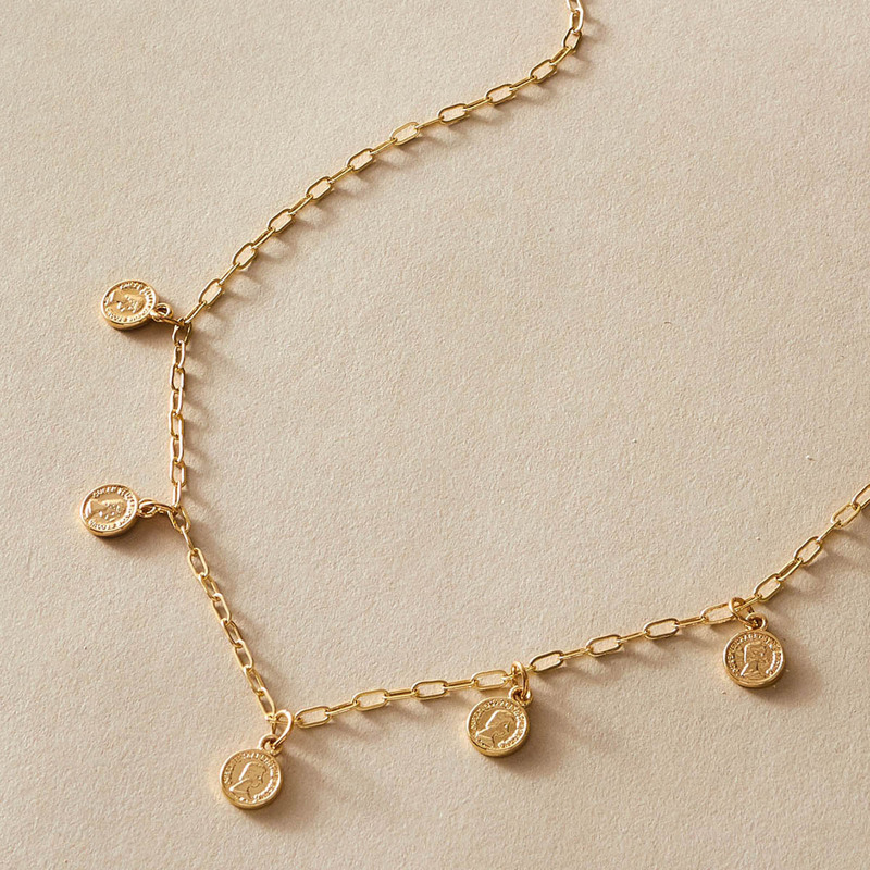 

1pc Coin Charm Necklace, Gold