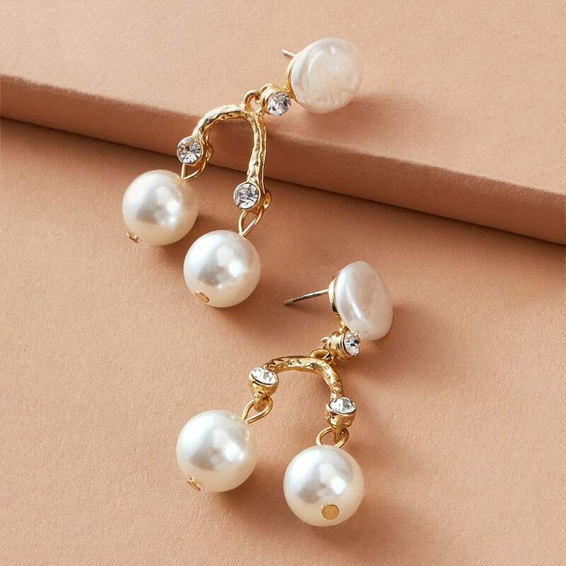 

1pair Faux Pearl Drop Earrings, Multicolor