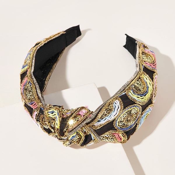 

Glitter Sequin Cross Knot Hair Hoop, Multicolor