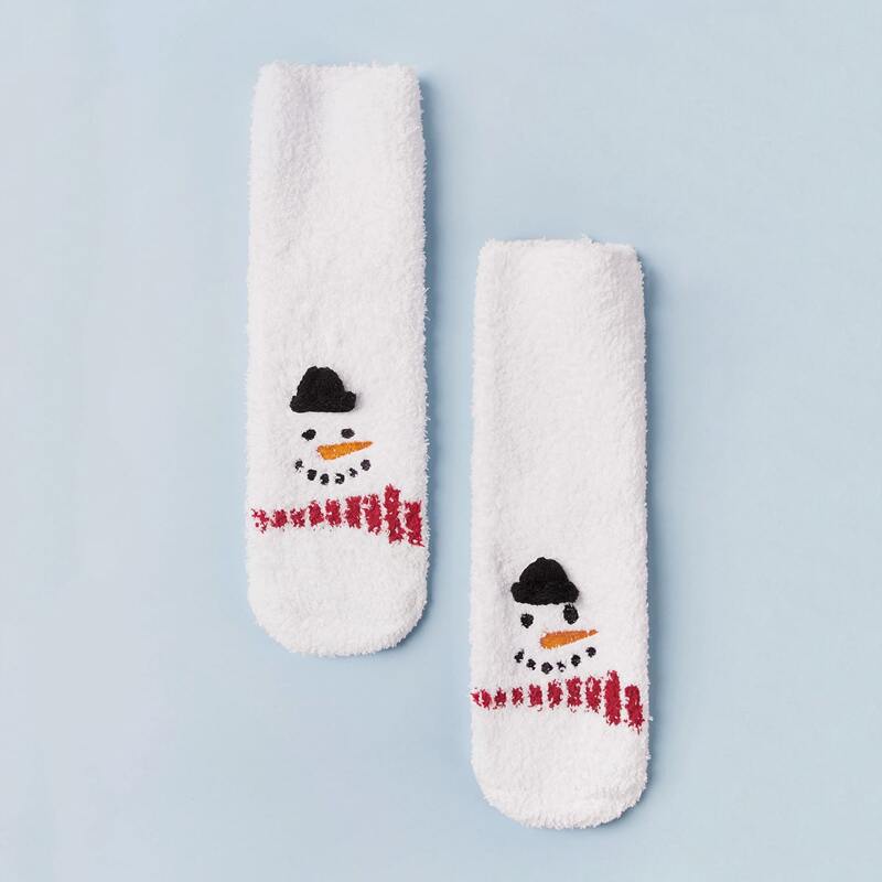 

1pair Snowmen Pattern Socks, White