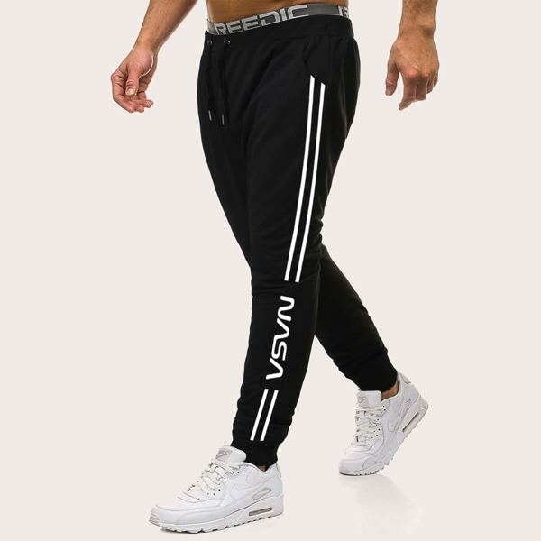 

Men Letter Graphic Drawstring Sweatpants, Black
