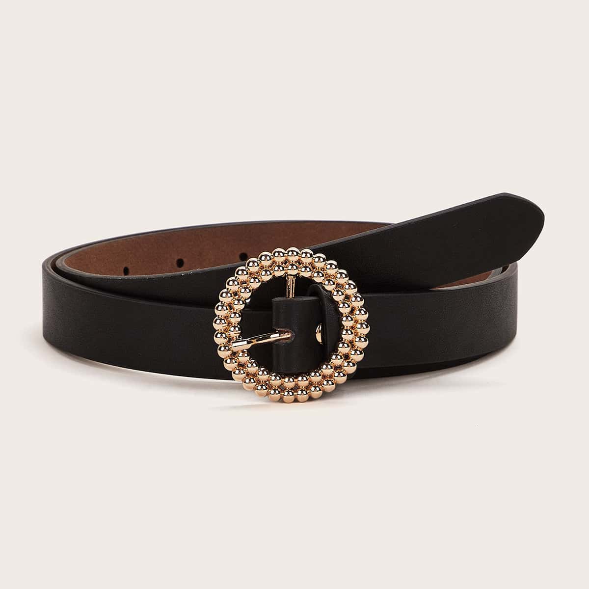 

Round Buckle Belt, Black
