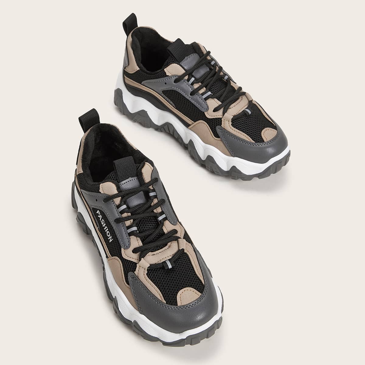 

Letter Graphic Color Block Chunky Sneakers, Multicolor